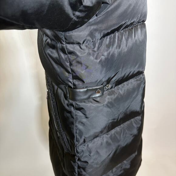 Vince Camuto Black Goose Down Puffer Coat Jacket Faux Fur Womens Size Medium M - Picture 5 of 12